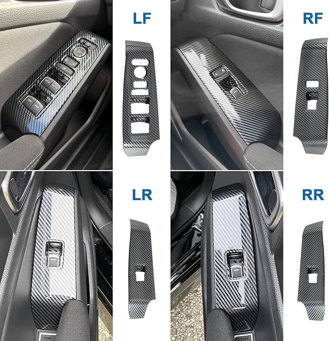 Carbon Fiber Window Lift Switch Panel Cover Compatible with 2022-2026 11th Gen Honda Civic