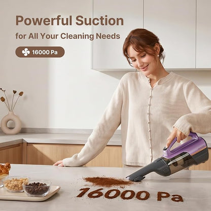 Shop-Vac S4 20V Handheld Vacuum Cordless with Brushless Motor, Rotatable Nozzle, Dual-Speed Powerful 16000 Pa Suction Portable Vacuum for Home & Pet Hair, Wall-Mounted, LED Light, Purple