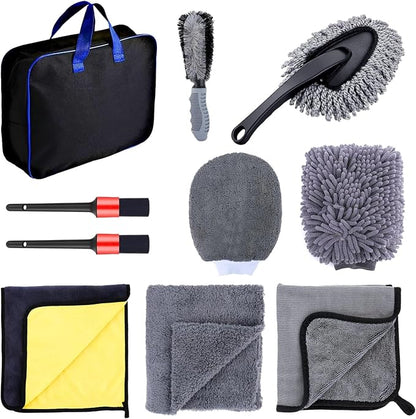 Car Washing Kit - Professional Car Wash Kit, Car Cleaning Kit with Bag & Car Detailing Set, Includes Car Wash Mitts, A Game-Changing Microfibre Drying Towel & Trio Of Brushes For A Deep Clean