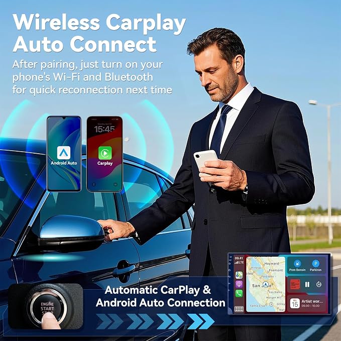 2026 Upgrade Wireless CarPlay Adapter for iPhone,2 in 1 for Apple Carplay and Android Auto Adapter,Convert Wired to Wireless, Plug & Play Mini CarPlay USB to USB-C/Type-C, Stable Control & No Delay