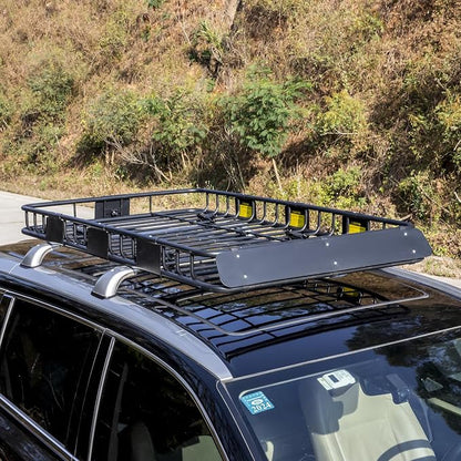 WEIZE 64" x 39" x 5" 200lb Heavy Duty Roof Rack Carrier Basket with Waterproof Bag, Cargo Net and Ratchet Straps, Universal Car Top Luggage Holder for SUV, Truck