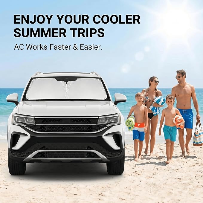 Windshield Sun Shade for Volkswagen Taos 2022-2025 2026 Sunshade Front Window Shade Custom Fit Taos Accessories Sun Visor Foldable Shade Blocks UV Rays Accessories