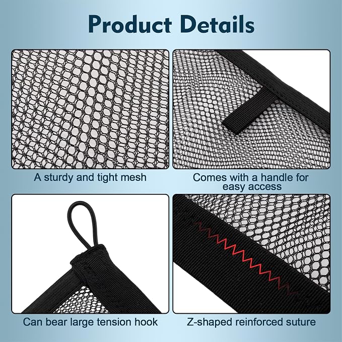2 Pack Small Cargo Net Pocket Storage Mesh Netting Organizer with 8 PCS Mounting Screws for Car RV SUV Camper Boat 15.7 x 13.8 inches