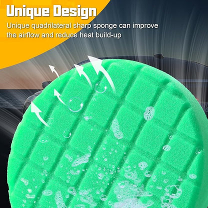 Polishing Pad 5.5 Inch, 3Pcs Green Heavy Cut Foam Buffing Pads for Car Buffer Polisher, Compounding, Polishing and Waxing