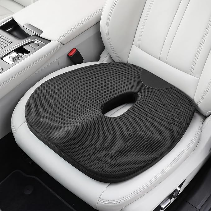 Car Seat Cushion - Butt Pillow Memory Foam Cushion for Office Chair, Car Seat, Airplane, Bleacher, Wheelchair - Hip, Tailbone, Coccyx, Sciatica Pain Relief Car Travel Essentials (Black 02)