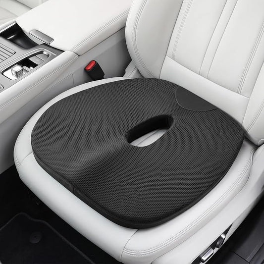 Car Seat Cushion - Butt Pillow Memory Foam Cushion for Office Chair, Car Seat, Airplane, Bleacher, Wheelchair - Hip, Tailbone, Coccyx, Sciatica Pain Relief Car Travel Essentials (Black 02)