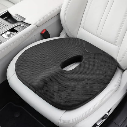 Large Seat Cushion for Car Memory Foam Car Seat Cushion Thin Car Seat Pad for Hip, Tailbone, Sciatica Ergonomic Desk Chair Cushion Roadtrip Essentials (Black)