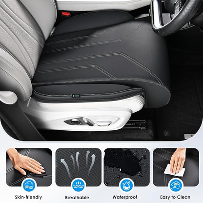 FLORICH Car Seat Extender Leg Support Cushion for Driver Seats Office Chair, Leather Memory Foam Widened seat Cushion for Long Drivers Universal Car Seat Cushion Legs Rest Pads-Deep Black