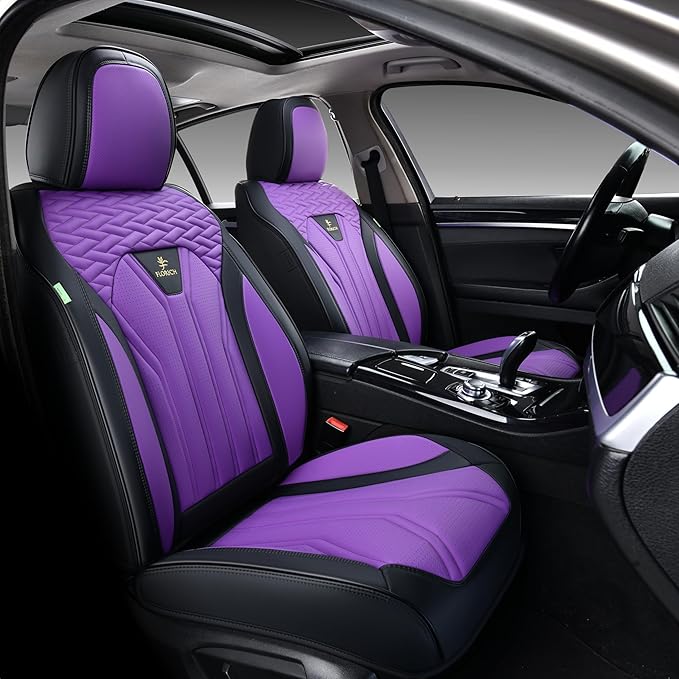 FLORICH Automotive Seat Covers, Seat Covers Full Set, Car Seat Protectors 5 Seats, Purple & Black Automotive Seat Covers Fit for Most Cars Trucks