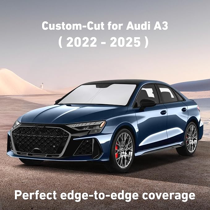 EcoNour Windshield Sunshade Compatible for Audi A3 2022-2023 2024 2025, Sun Visor for Front Windshield & Window Sun Shade Cover, UV Heat Blocker & Protector, Car Accessories