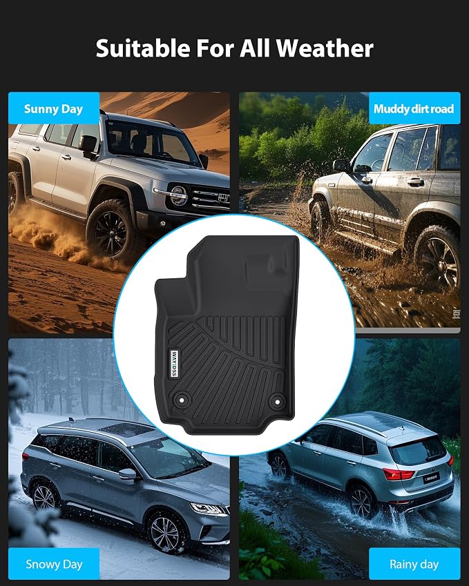 Floor Mats for 2025 2026 Nissan Armada & Infiniti QX80(Fit 7 and 8seat) with Trunk Mat 8PC TPE All-Weather Set - Custom Fit Non-Slip Floor+Cargo Liners Accessories