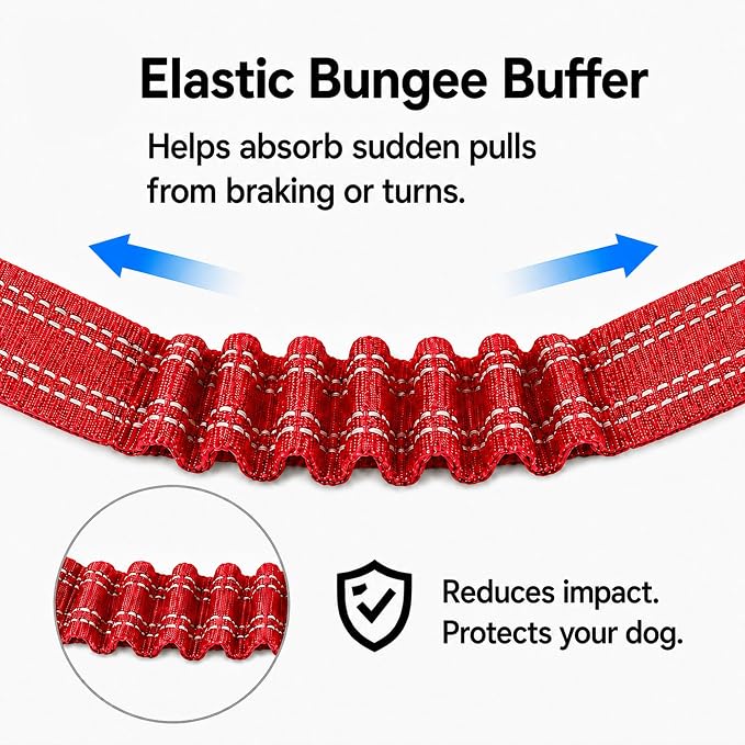 Dog Seat Belt 2Pcs, Retractable Pet Car Harness, Adjustable Dog SeatBelts for Vehicle, Nylon Pet Safety with Elastic Bungee