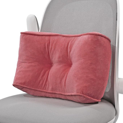 Lumbar Support Pillow for Office Chairs, Bite-Size Natural Latex Foam Back Support Pillow for Lower Back Pain Relief, Soft & Support Corduroy Desk Chair Cushion, M, Pink
