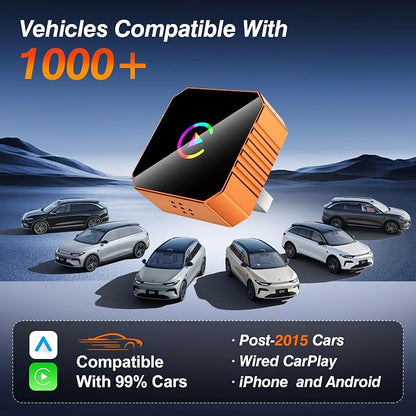 2026 Mini Wireless CarPlay Adapter Upgrade Wired to Wireless for CarPlay & Android Auto Plug and Play Fast Auto-Reconnect Stable Control Zero Delay Car Play for iPhone iOS 10+ Android 11+