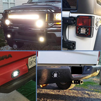 Nilight - NI23C-18W 2PCS 18W Flood LED Work Light Driving Lights Led Light Bar Off Road Led Lights Flush Mount for Jeep Truck Tacoma Bumper ATV UTV