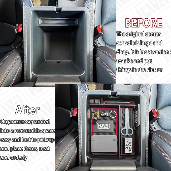 HGWEI Center Console Organizer Compatible with Honda Pilot 2023 2024 2025 2026 and Ridgeline/Passport 2024 2025 2026 Interior Accessories Insert Armrest Storage Box Tray, Red