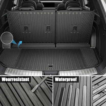 Auxko All Weather Cargo Mat & Back Seat Protector Fit for Hyundai Palisade 2026 7&8 Seaters TPE Rubber Trunk Liner Accessories Odorless Anti-Slip Cargo Tray