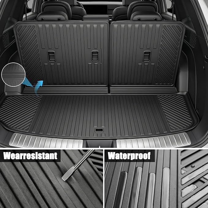 Auxko All Weather Floor Mats Cargo Mat with Backrest Mat for Hyundai Palisade 2020-2025 TPE Liners Accessories Guard Odorless Anti-Slip Floor Liners & Trunk Liner & Back Seat Protectors