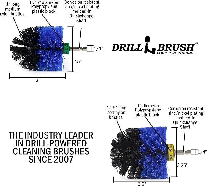 Drill Powered Scrubbing Brush Heads - Professional Boat Detailing Accessories - Aquatic Cleaning Supplies - Tank Scrubbing Brush - Boat Hull Cleaning Tools - Barnacle Busting Brush - Detailing Set