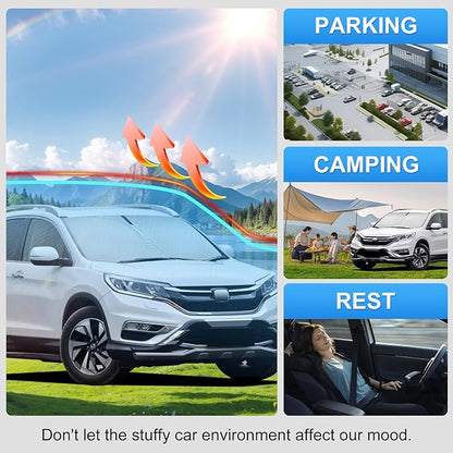 Custom Fit Windshield Sun Shade for Honda CRV CR-V 2012-2016 | Perfect Vehicle Fit, Cooler Interior, Blocks UV Rays, Stronger Frame, Easy Fold & Store