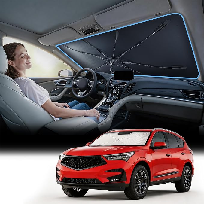 Nmoiss [Vinyl Coating Heat Shield] Windshield Sun Shade Umbrella Custom for Acura RDX, Protect Car from Sun Rays & Heat Damage Keep Cool and Protect Interior