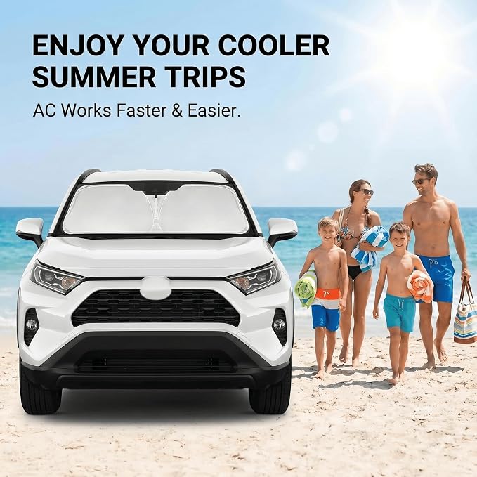 for 2019-2024 2025 2026 Toyota RAV4 Windshield Sun Shade, Front Window Shade Custom Fit RAV4 LE, XLE, Premium, XSE, Limited, SE, TRD Off-Road Sun Visor Foldable Sunshade Blocks UV Rays Car Accessories