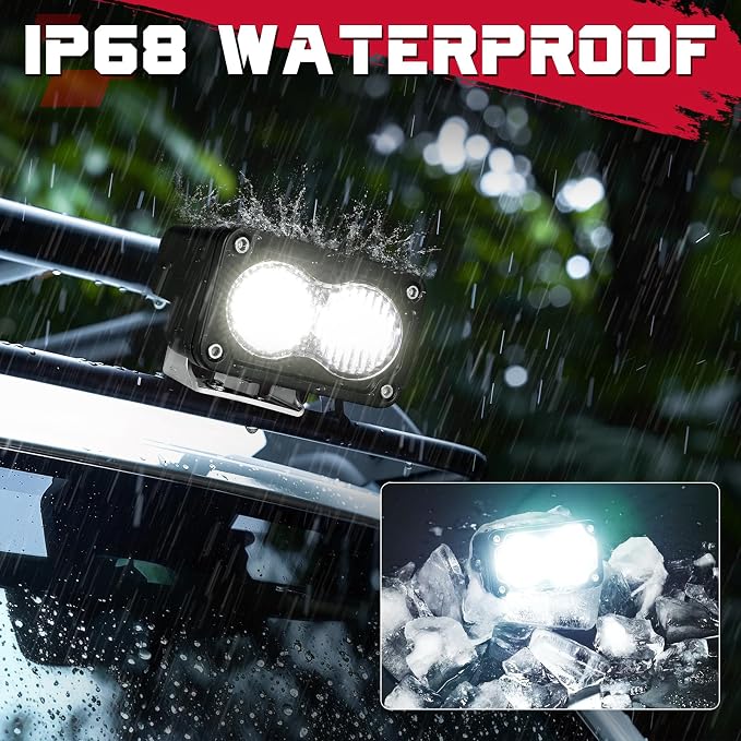 OFFROADTOWN 3 Inch LED Pods Lights 40W Driving Light Bar Off Road Lights LED Cubes Fog Light Bumper Grille Backup Reverse Lights for Truck Pickup ATV UTV SUV Motorcycle