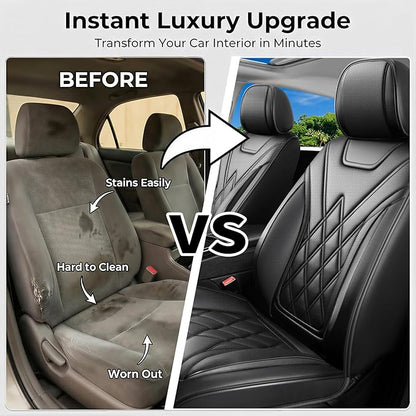Car Seat Covers Compatible with Hyundai Tucson 2010-2026 - Waterproof & Breathable Luxury Leather All-Weather Seat Cushions Protectors, Airbag Compatible, Only 2 Front seat Covers (Black)