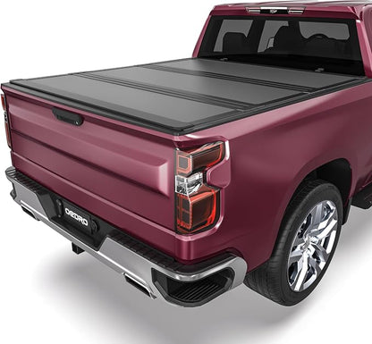 OEDRO Low-Profile Hard Tri-Fold Tonneau Cover Compatible with Chevy Silverado/GMC Sierra 2500HD 3500HD 2020-2026 6.9ft Bed w/o Multi-Flex Tailgate, One-Handed Quick Release, Drainage Design