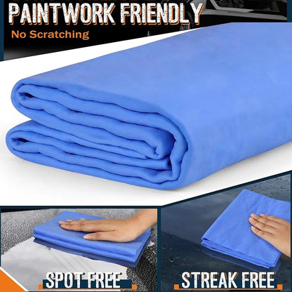 Premium Shammy Towel for Car, Super Absorbent 2 Pack 26""x17"" Car Drying Towel, Reusable Soft Car Wash Cloth, Chamois Cloth for Car, Dust Remove, No Scratch/Spot/Streak, Blue & Purple