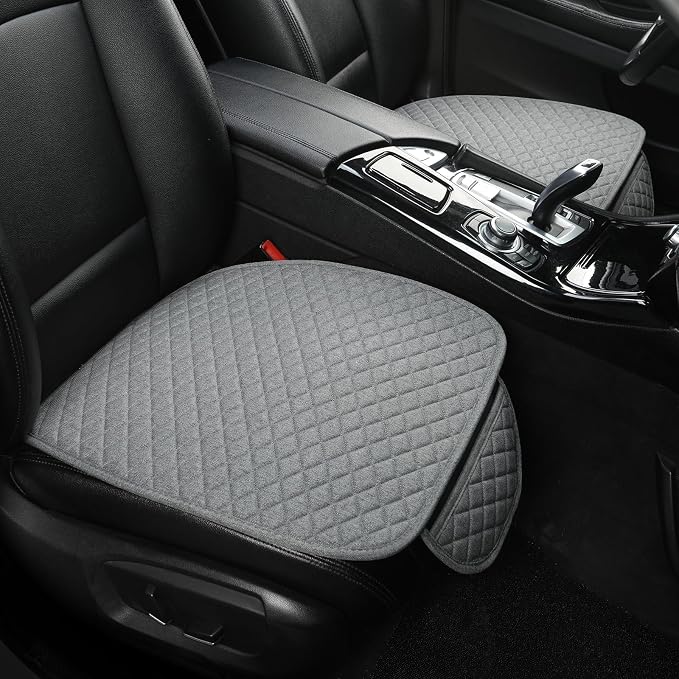 West Llama Linen Car Seat Covers,Bottom Seat Covers for Cars Include 1 Pair Front Driver Seat Pad Mat and 1 Rear Bench Cover Universal Fits 90% Vehicles,SUVs,Cars,Sedans(3Piece-Gray)