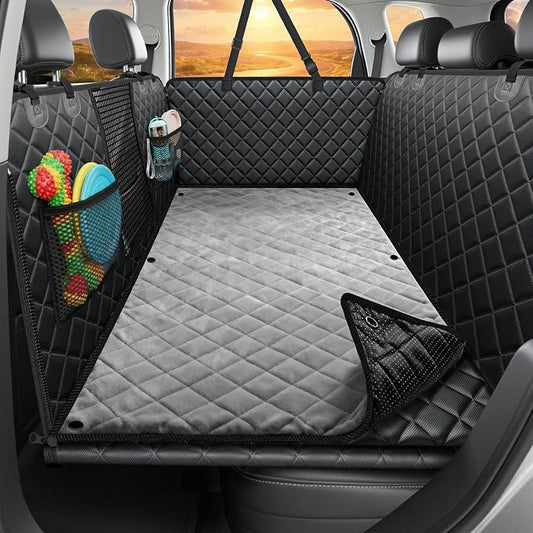 URPOWER 2026 Upgraded Back Seat Extender for Dogs - Large Hard Bottom Dog Car Seat Cover Holds 550lbs, Waterproof Dog Hammock Pet Bed with High-Density Foam Non-Slip Backseat Protector