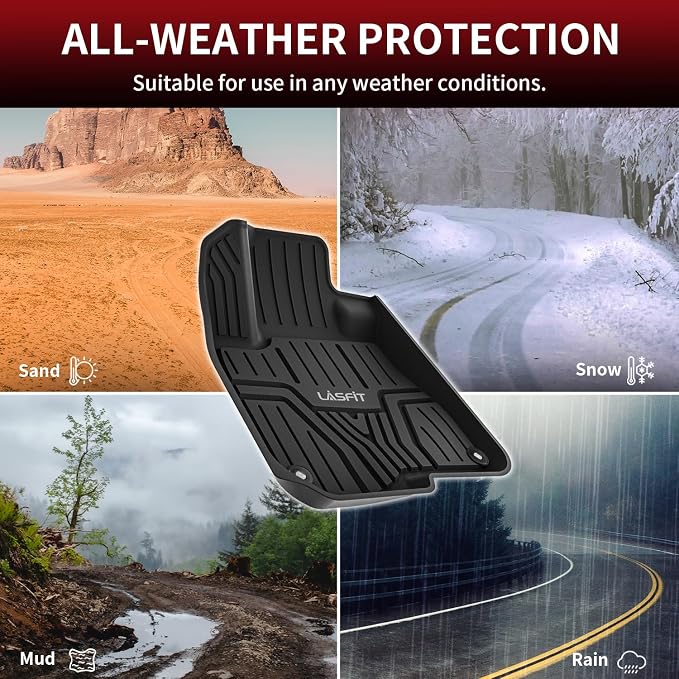 LASFIT Floor Mats for Honda CR-V CRV 2022 2021 2020 2019 2018 2017 (Gasoline & Hybrid), All Weather Custom Fit TPE Floor Liners, 1st & 2nd Row, Black (EX/EX-L/LX/Touring/Sport/Special Edition)