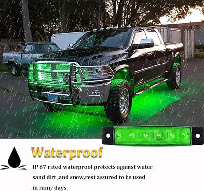 PSEQT 10 Pcs LED Rock Strip Lights Car Underglow Wheel Fender Well Lighting Kits Waterproof for Golf Cart Wrangler Offroad Truck RV UTV ATV Snowmobile (Green)