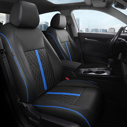 for Honda Civic Leather Seat Covers, Hatchback EX-L Sport Touring 2022-2026, Custom Fit Car Seat Cover Full Set, Waterproof Accessories, Black Blue (60/40 Split Benches-with Rear Armrest)