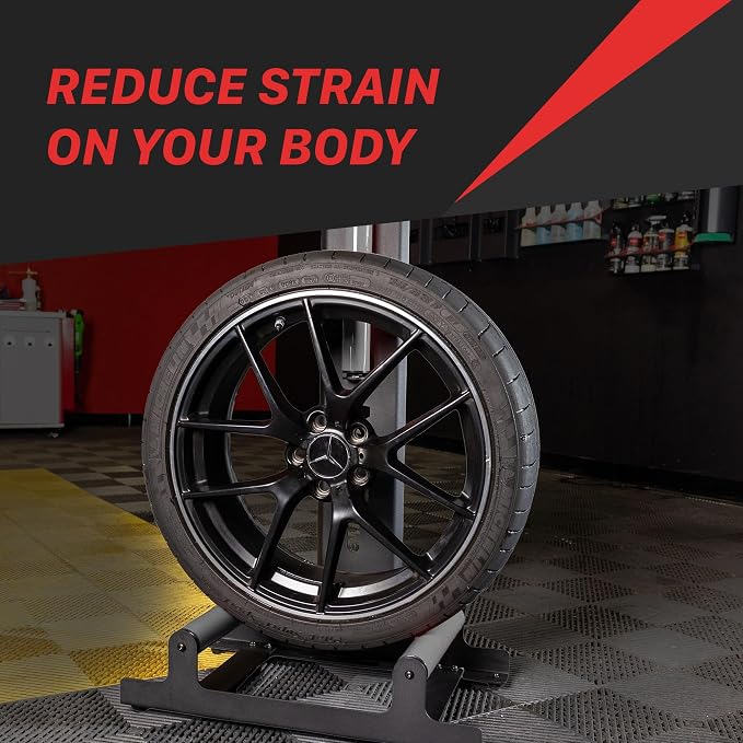 Maxshine XL Universal Wheel & Rim Detailing Rolling Stand (Black) | 360° Rotating Tire Stand for Car Detailing, Wheel Wash, Ceramic Coating & Tire Shine | Heavy-Duty Rim Detailing Roller Stand
