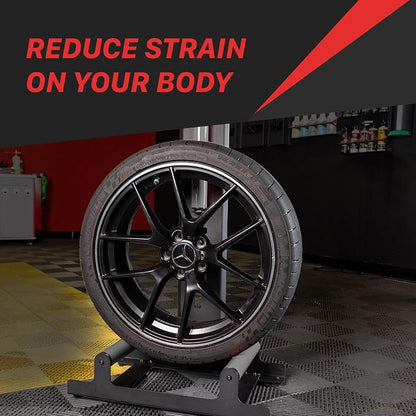 Maxshine Universal Red Wheel & Rim Detailing Rolling Stand | 360° Rotating Tire Stand for Wheel Wash, Ceramic Coating & Tire Shine | Heavy-Duty Rim Roller Stand for Professional Auto Detailing