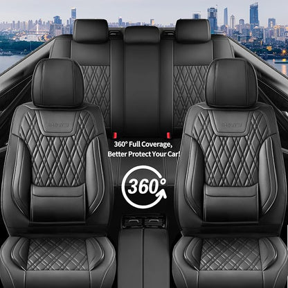 Fit Sonata Car Seat Covers for Hyundai Sonata 2009-2026 - Luxury Leather, Anti-Slip, All-Weather Seat Cushions, Waterproof & Breathable, Airbag Compatible, Full 5-Seat Set (Black)