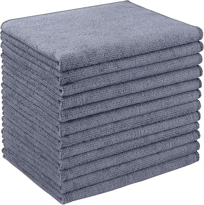 AIDEA Microfiber Cleaning Cloth 12 Pack, Microfiber Towels for Cars, Soft & Absorbent Cleaning Rags, Premium Lint Free Shop Towels for House, Kitchen, Car, 12inx16in, Grey