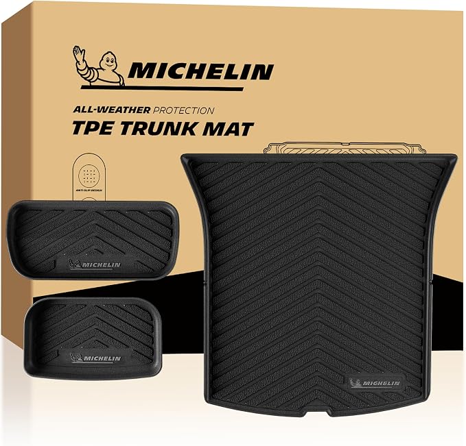 Michelin Vehicle Mat, All-Weather TPE Custom Fit Liner for Tesla Model Y 5 Seat Floor Mats 2025-2027 (3 Piece), Premier