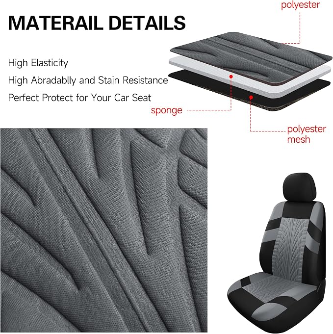 VarCozy Car Seat Covers Front Pair,Universal Cloth for Car,Breathable & Washable SUV, Sedan, Van, Automotive Interior Covers, Airbag Compatible
