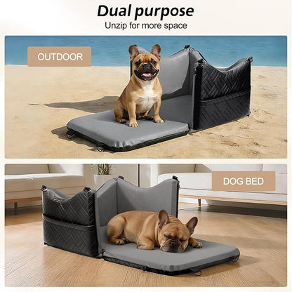 JOEJOY Dog Car Seats for Small Medium Dogs, Wipe Clean Waterproof Detachable PU Leather Cover, Thickened 2 inch Memory Foam Pet Car Seat with Safety Belt and Storage Pockets(No Cushion)