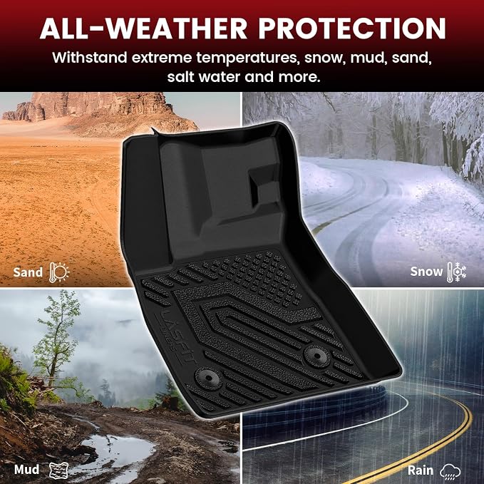 Lasfit Floor Mats for Chevrolet Chevy Trailblazer 2026 2025 2024 2023 2022 2021 (AWD Only), Custom Fit 1st & 2nd Row All Weather TPE Floor Liners Heavy Duty Accessories