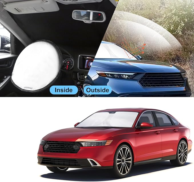TINGLU Sun Shade for Honda Accord 2023 2024 2025 2026 Accessories Windshield Sun Shade Window Shade UV Rays Protection Sun Visor Cover with Steering Wheel Sunshade Storage Bag
