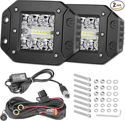 RGBW Flush Mount LED Lights, OFFROADTOWN 5inch 60W RGBW LED Driving Work Flush Fog Off Road Lights for Truck Pickup UTV ATV SUV Boat 4x4 Car