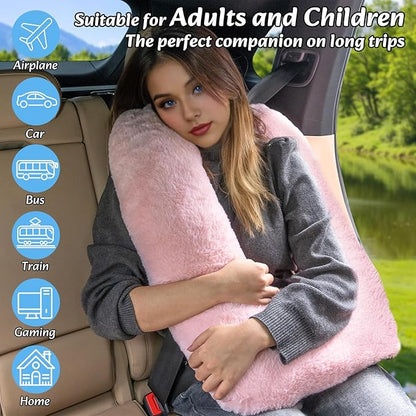 Swemos Travel Pillow, Car Pillow for Kids & Adults - Ergonomic Travel Pillows Sleeping Aid for Neck & Body Support, Car Travel Essentials Pillow on Road Trips-Gray (Blue)