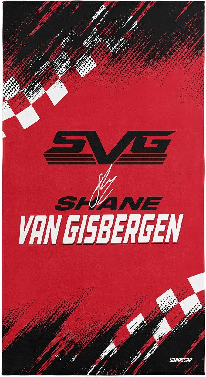 Northwest NASCAR Shane Van Gisbergen Simple Speed Beach Towel, Cotton Blend Lightweight Bath, Pool Swim Travel Fan Gear, 30 x 60 Inch