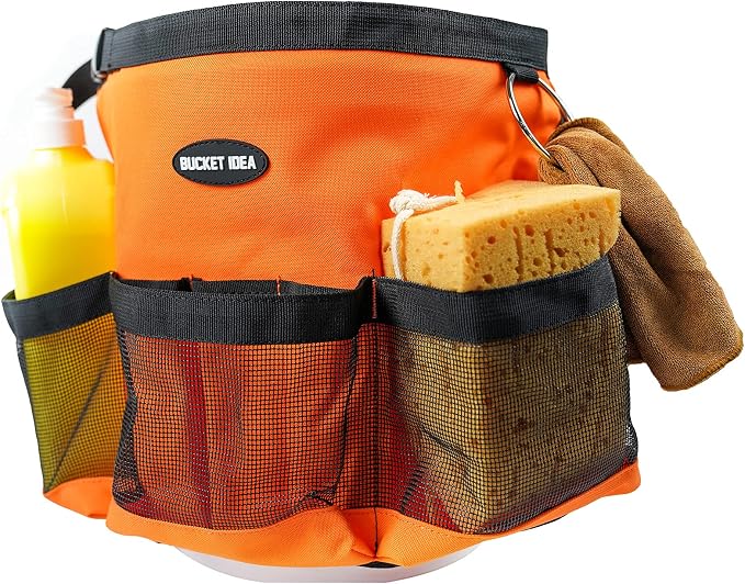 MELOTOUGH Bucket Washing Tool Organizer for a 5 Gallon Bucket Tool Organizer for Garden Tools Fit 3.5 to 5 Gallon Bucket (Orange)