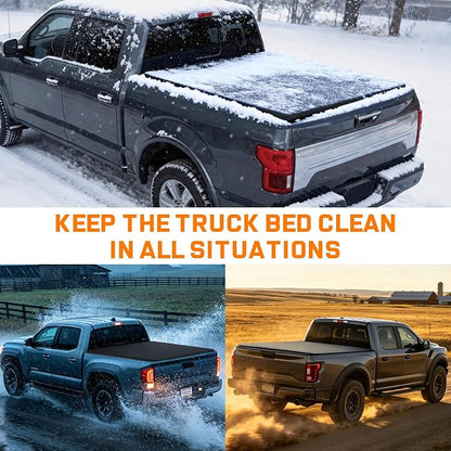 RHOBRA Soft Roll-Up Truck Bed Tonneau Cover Compatible with 2005-2015 Toyota Tacoma(Excl. Trail Edition) 5ft Bed, 26.5oz Vinyl Soft Truck Bed Cover, Weather Resistant Bed Cover