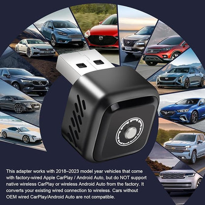 Wireless CarPlay Adapter, 2-in-1 Wireless CarPlay & Android Auto Dongle, 1-Click Multi-Device Switch, Fast Auto Reconnect, OTA Upgrade, USB‑C, for iOS 10+/Android 11+ & Factory Wired CarPlay Cars